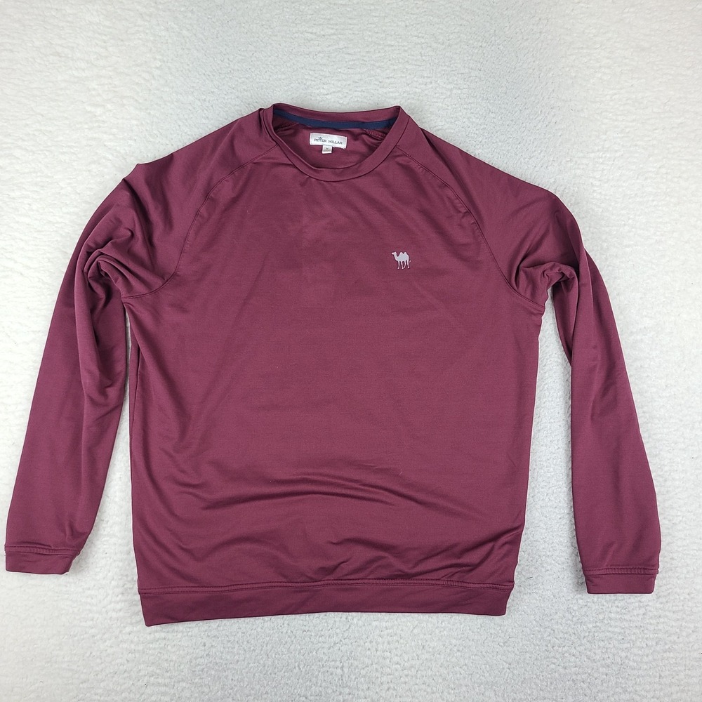 Peter Millar Shirt Mens Medium Burgundy Crewneck Activewear Sweatshirt MF22EK43